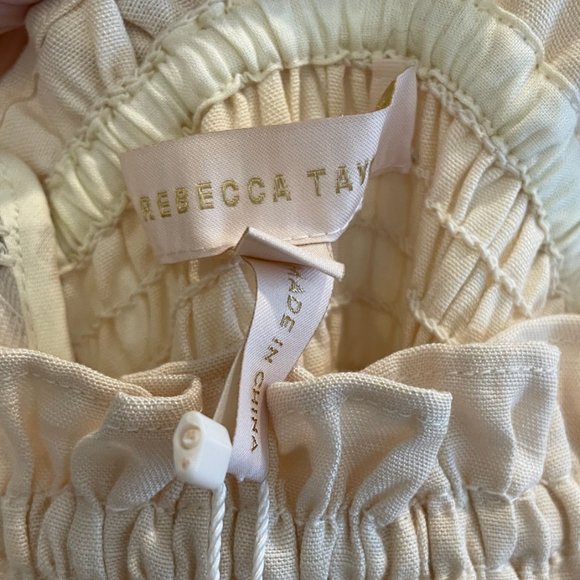 Rebecca Taylor Sleeveless Linen Smock Bow Jumpsuit - Picture 7 of 8